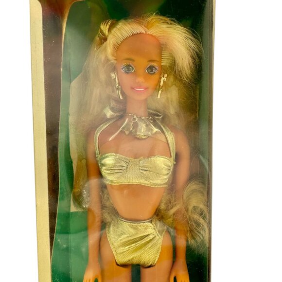 Sun Sensation Barbie Doll Dazzling Jewelry Real Lipstick Mattel 1991 New In Box - Picture 2 of 8